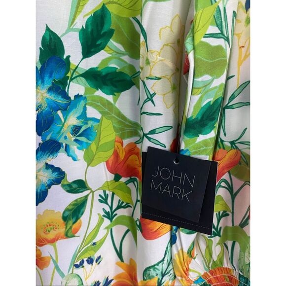 John Mark Floral Satin Dress Shirt/ Tunic Long Sleeve Size L NWT - Picture 8 of 8